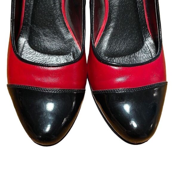 Ver Giovanni red leather & black patent leather Italian classic pumps size 39 - Picture 3 of 9